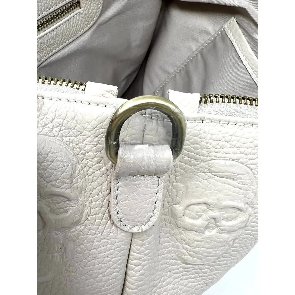 IO PELLE Italia Skull Embossed Leather Crossbody Bag Clutch Lt. Beige 14x10
